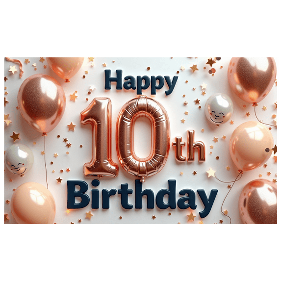 Metallic Balloons Happy 10th Birthday Banner Number Decoration Star Confetti for Children's Party Indoor Celebration Event