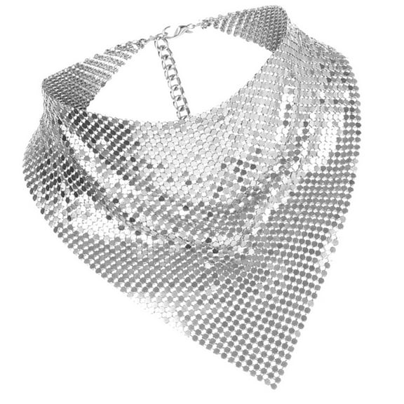 Metallic Bandanas Neck Scarf for Women Girl Shimmering Neck Scarves Evening Party Neckwear Nightclub Dress Up Accessory
