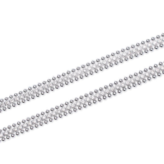 Metallic Beaded Diamond Trim Rhinestone Chain 9/16 Inch x 10 Yard Spool For Sewing Apparel, Curtains, Table Covers, & Furniture Upholstery (Silver, 1 Spool, 10 Yards)