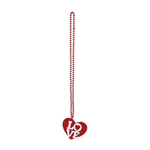 Metallic Beaded Necklace with Cupids Pendant for Valentines Day Party Decoration