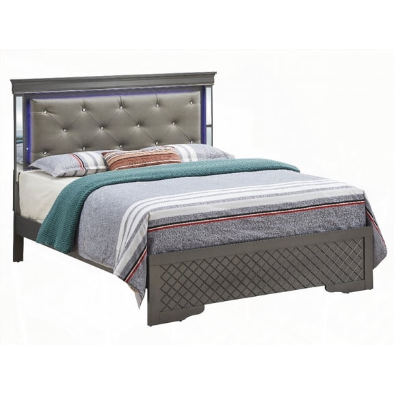 Metallic Black Transitional King Bed for Two with Spacious Sleeping and Easy Assembly