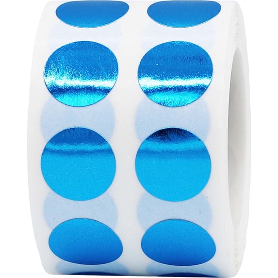 Metallic Blue Circle Dot Stickers | 0.5" Inch Round | 1,000 Pack