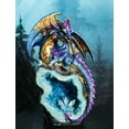thumbnail image 1 of Metallic Blue Iridescent Dragon On Faux Geode Rock Quartz Crystal Cove Figurine, 1 of 9