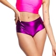 thumbnail image 1 of Metallic Booty Shorts Sparkly Micro Short Shorts - Shiny Sexy Hotpants for Rave Dance Disco Party Costume Purple 2X, 1 of 6