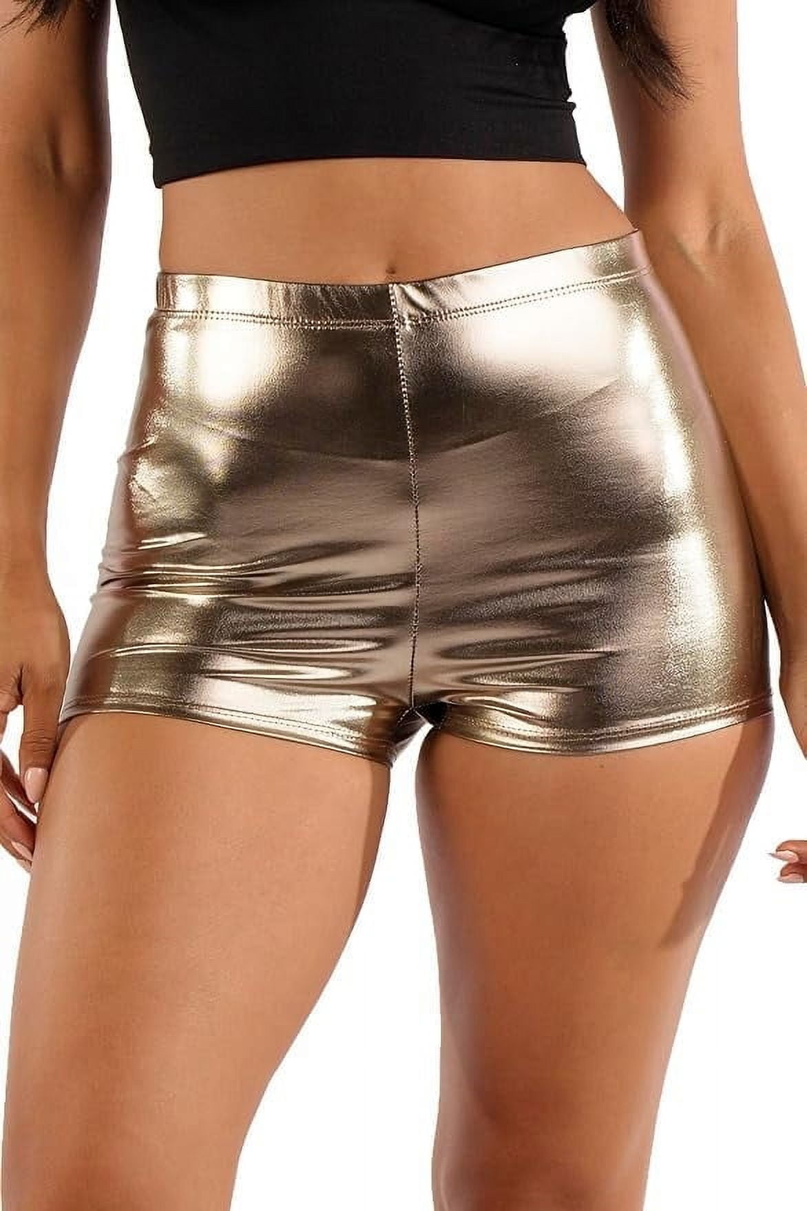 Metallische Booty-Shorts Damen 2025 - Hoch Taillierte Hotpants Für Club & Rave