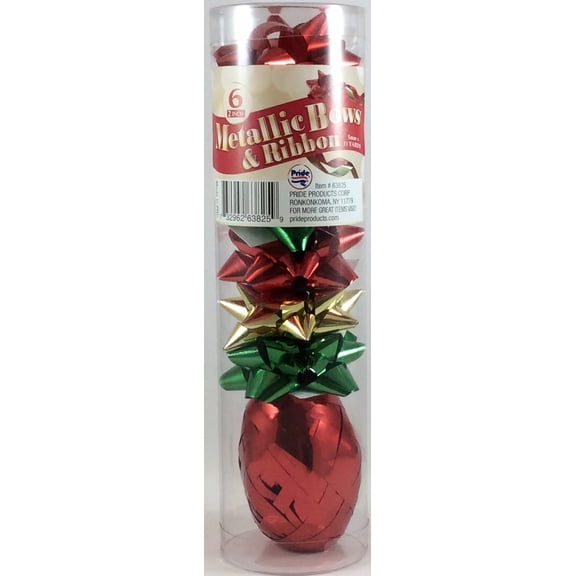 Metallic Bows 2 inch 6-pack with Ribbon