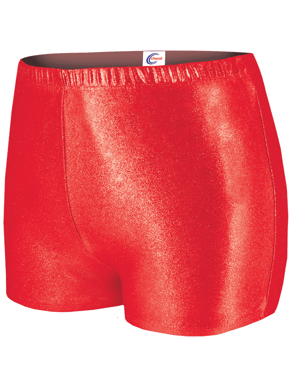 chassé Women's Metallic Boy-Cut Briefs , Soft Mid-Rise Athletic Shorts, Perfect For Layering, Adult Sizes - Red Small