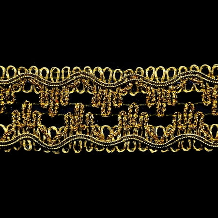 Metallic Braid Trim - 1 1/2" Width (25 Yard Roll) - PB-107-10 Gold