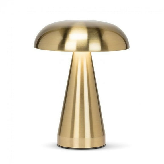 Abbott Trilite Metallic Mushroom LED Table Lamp, Rechargeable Touch Light, Dimmable with USB Charging, Modern Accent for Desk or Nightstand, 8", Brushed Gold