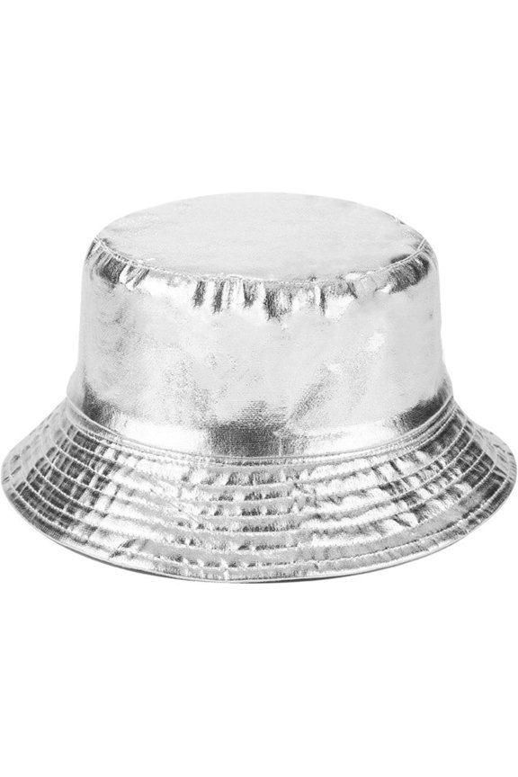 Metallic Bucket Hat Trendy Fisherman Hats Unisex Reversible Packable Sun Cap