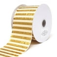 thumbnail image 1 of Metallic Candy Striped Ribbon, 2-1/2-Inch, 10-Yard, Gold, 1 of 1