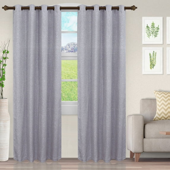 Metallic Cascade Opaque Light Filtering Shimmering Jacquard Curtain Set Grey / 52"x96"