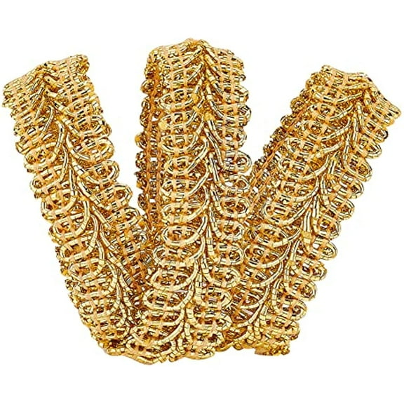 Metallic Centipede Braid Lace Sewing Trimming Craft Ribbon for Bridal Costume Gold 5/8 inch 15yards