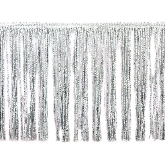 Belagio Enterprises 6" Metallic Chainette Fringe Trim, 15-Yard Roll – Silver – for Costumes, Apparel & Home Decor