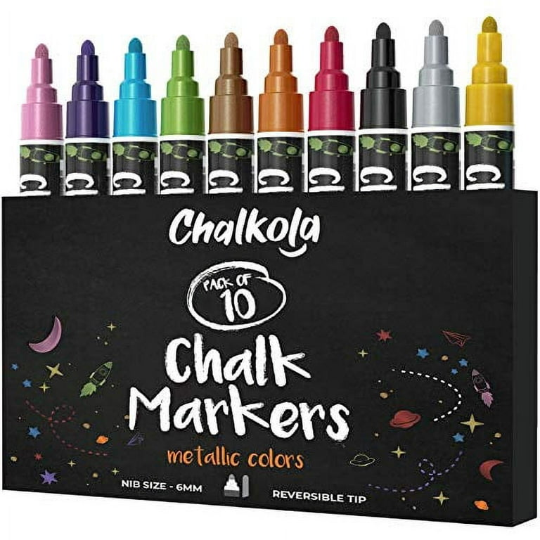 Funcils 10 Vintage Colored Liquid Chalk Markers for Chalkboard Signs, Blackboard, Window, Labels, Bistro, Glass, Car - Wet Wipe Erasable Ink Chalk