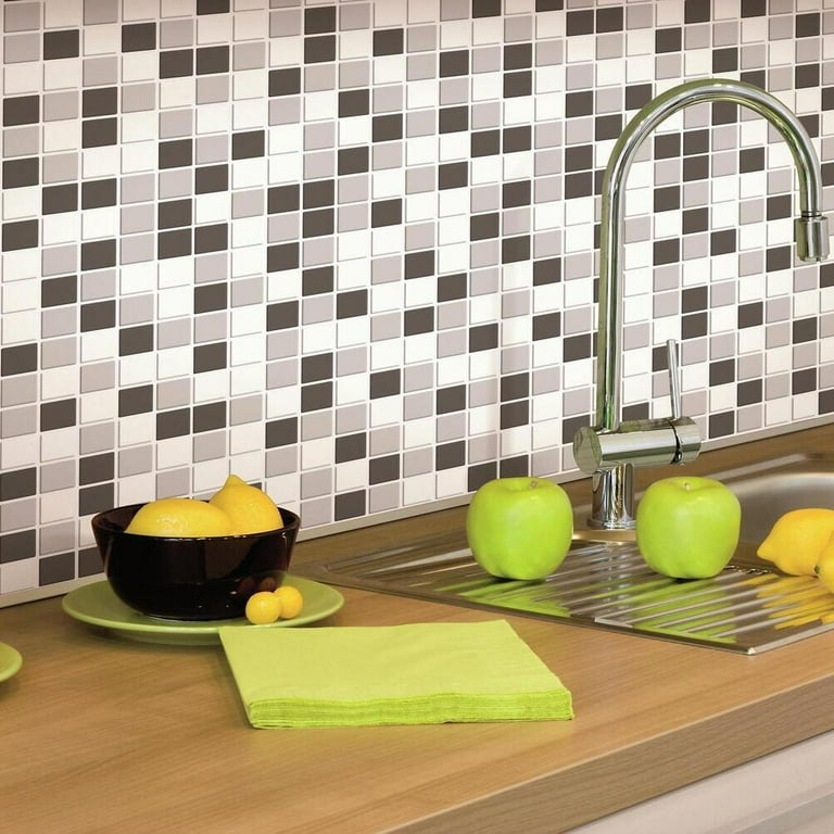 RoomMates Metallic Checkerboard Tile Peel and Stick Backsplash RoomMates Metallic Checkerboard Tile Peel and Stick Backsplash