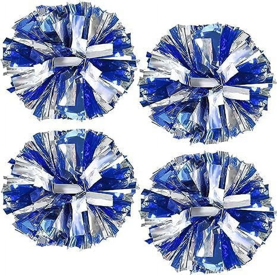 Metallic Cheerleading Pom Poms, 4Pcs Cheerleaders Cheer Pom Poms with Baton Handle, Cheering Squad Hand Flower