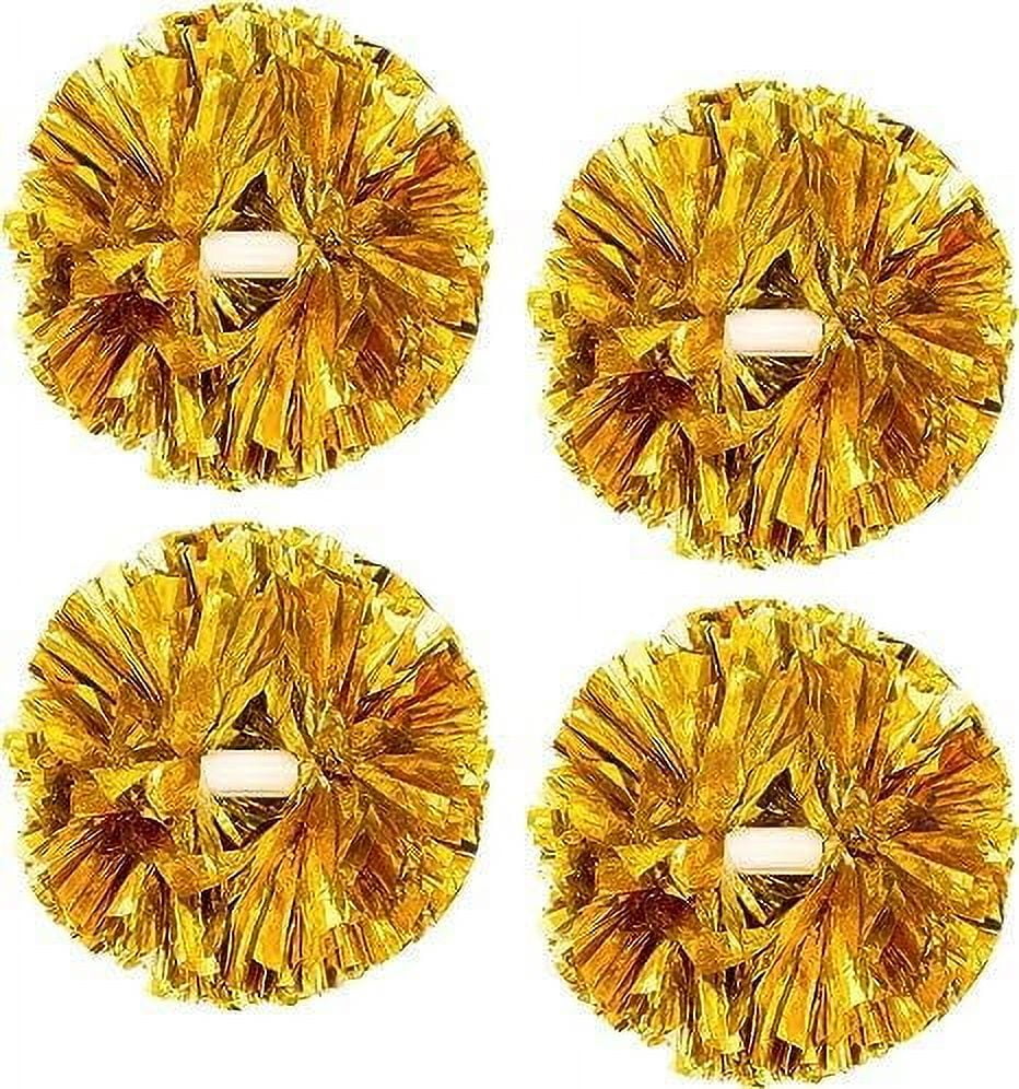 Metallic Cheerleading Pom Poms, 4Pcs Cheerleaders Cheer Pom Poms with Baton Handle, Cheering Squad Hand Flower