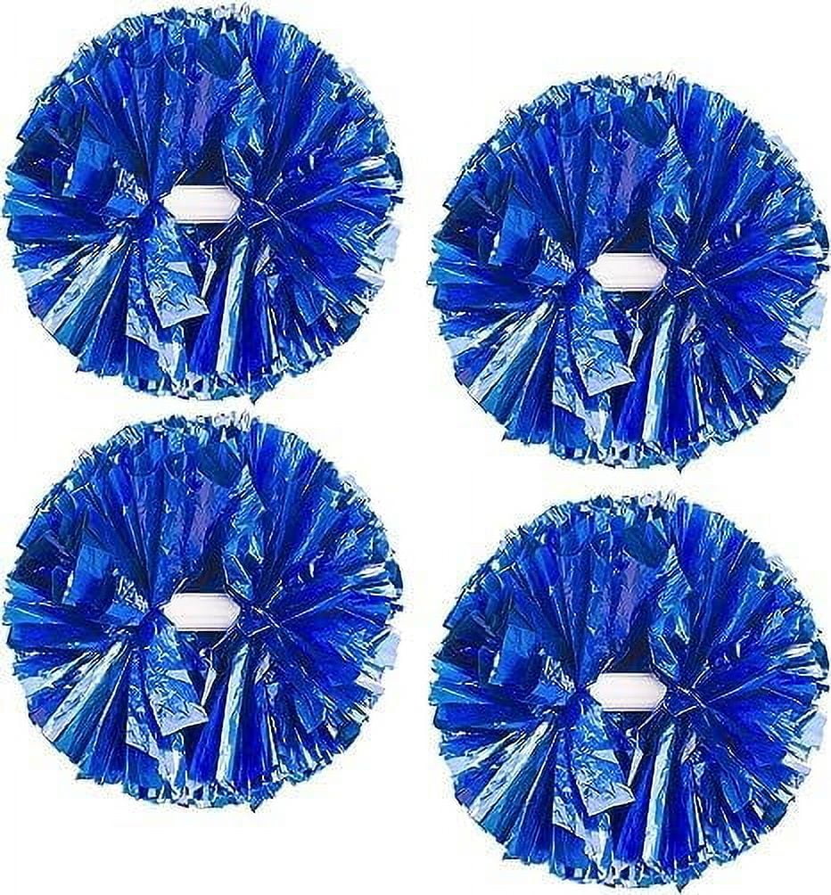 Metallic Cheerleading Pom Poms, 6Pcs Cheerleaders Cheer Pom Poms with Baton Handle, Cheering Squad Hand Flower