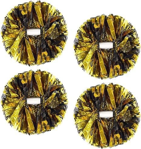 Metallic Cheerleading Pom Poms, 6Pcs Cheerleaders Cheer Pom Poms with Baton Handle, Cheering Squad Hand Flower