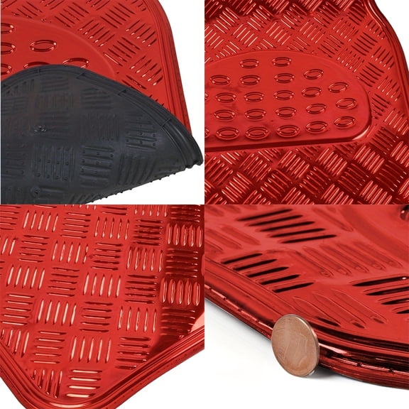 Metallic Chrome Car Floor Mats All-Weather Universal Fit Automotive Floor Mats for Cars SUVs, Floor Mats for Trucks, Car Mats Full Set Front & Rear, Non-Slip Shiny Durable Heavy Duty