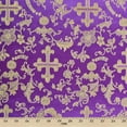 thumbnail image 1 of Metallic Church Cross Brocade Fabric 60" Wide 100% Polyester Sold By The Yard Many Colors (Purple / Gold), 1 of 3