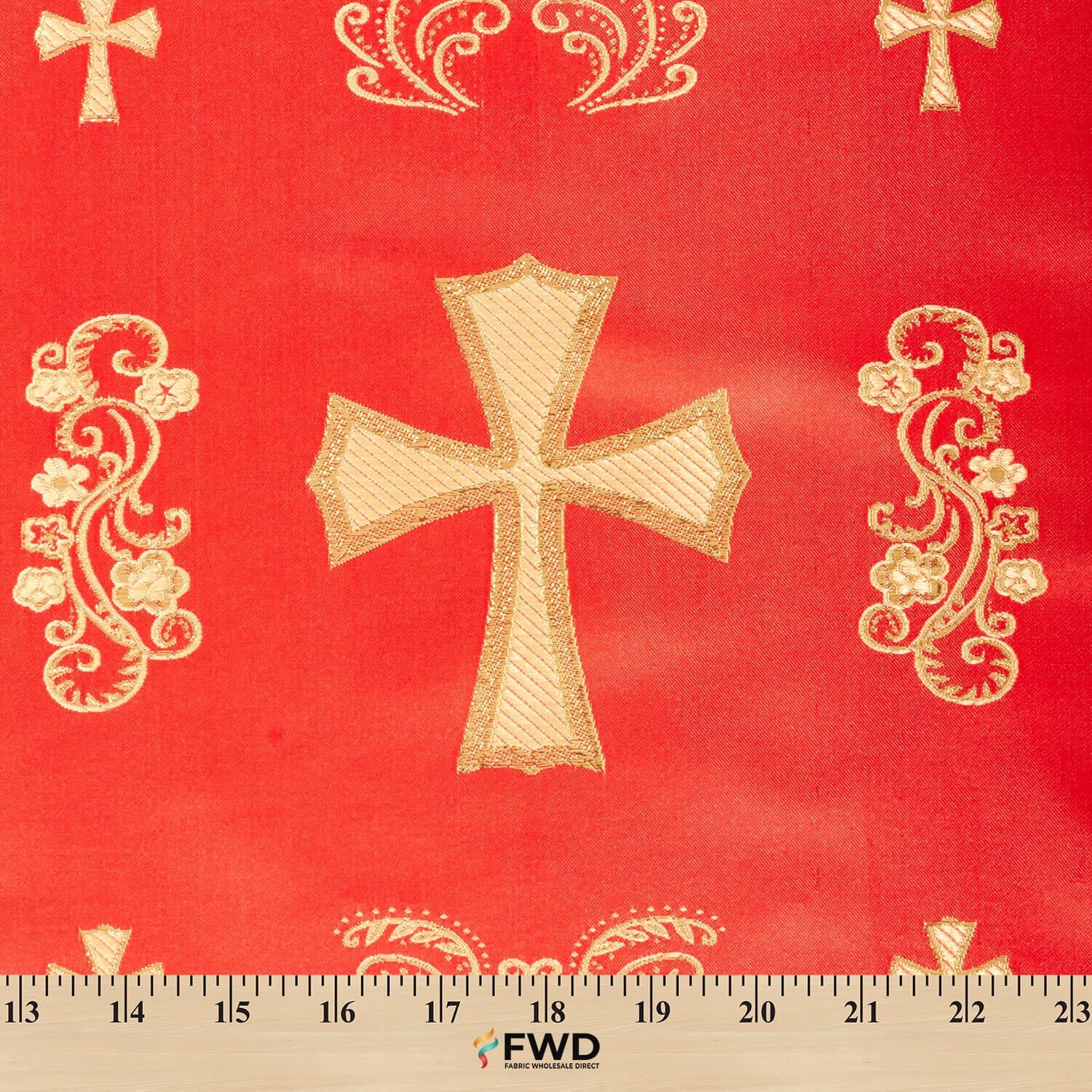 Metallic Clerical Church Cross Brocade Fabric 58/60