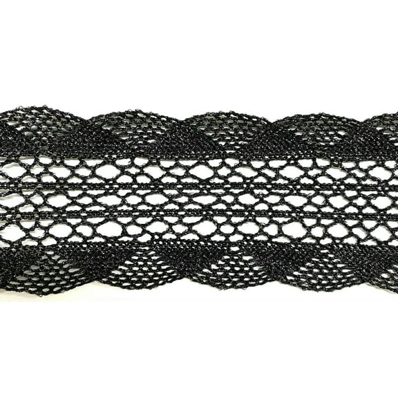 Metallic Cluny Lace - BLACK - 10 Yards!