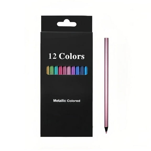 Metallic Colored Pencils, 12Pcs Professional Coloring Pencils for Adult Artist, Drawing Pencil Set Art Supplies for Artists Beginners Sketching and Shading, 8.0x3.5"