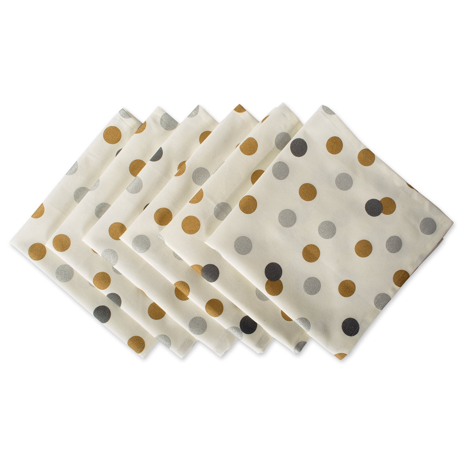 20" Silver and Gold Polka Dot Christmas Napkin Set