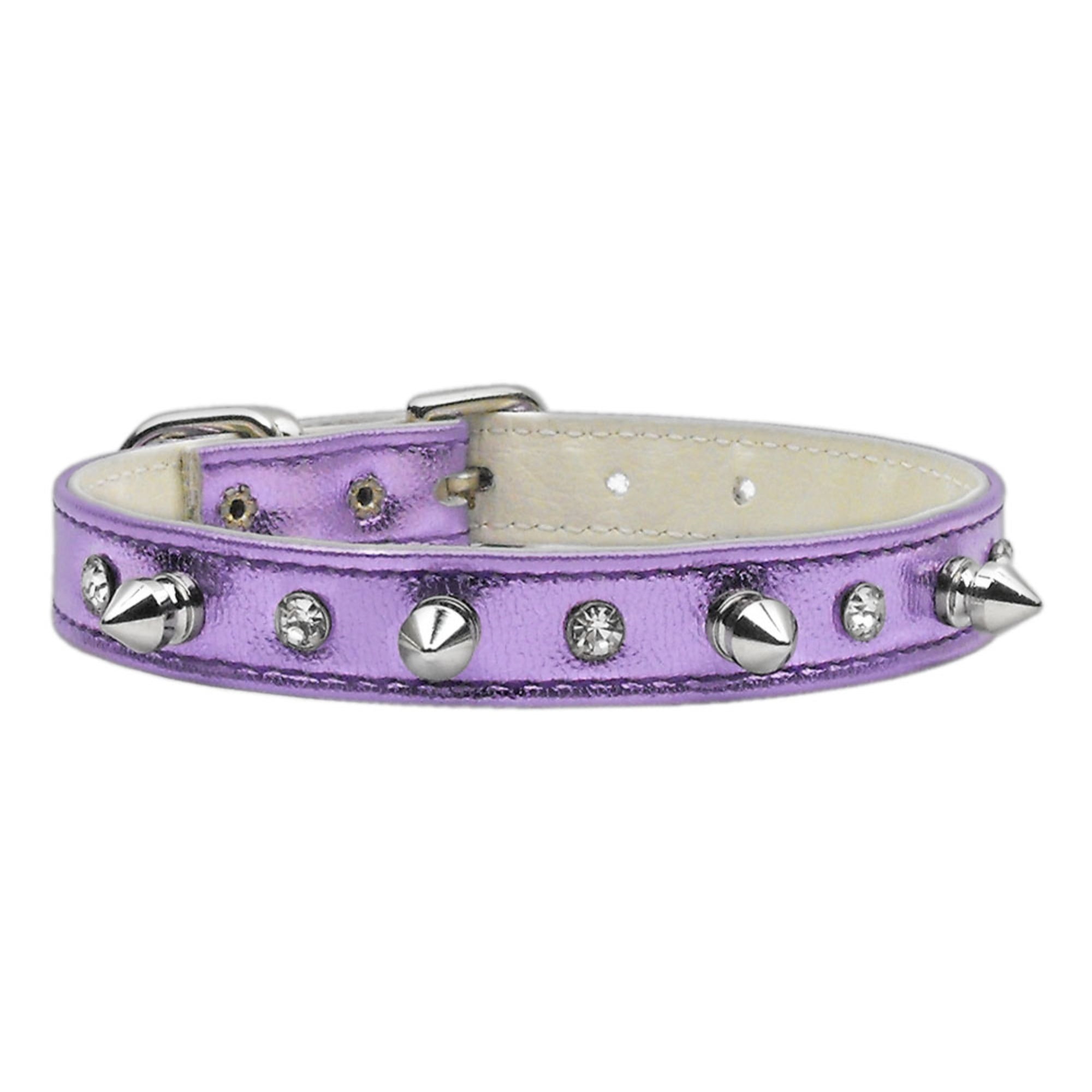 Mirage Pet Metallic Crystal and Spike Collars Purple MTL 16