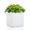 thumbnail image 1 of Metallic Cube Planter 17Lx17Wx20H inches, Large  Outdoor Square Planter 24lbs White, 1 of 6