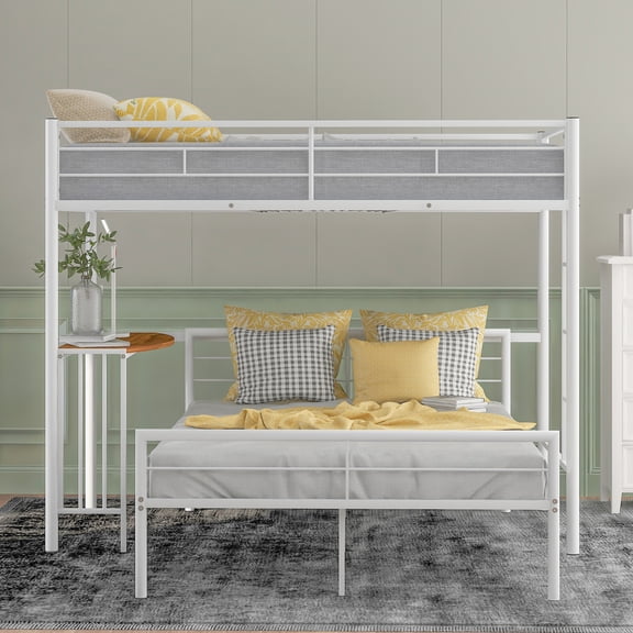 Metallic Design, Twin Full Bunk - Adjustable Feature, Integrated Desk - Changing Needs, Work Area - Flexible, Convenient