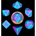 thumbnail image 1 of Mini Polyhedral Dice Set: Purple/Teal with Blue Numbers, 1 of 2