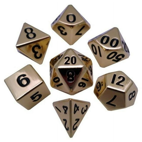 FanRoll/Metallic Dice Games Poly Set Gold 16mm (7) New