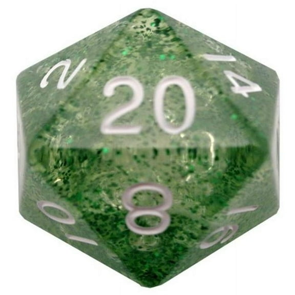 d20 Single 35mm Mega Ethereal GR w/WH #, by Metallic Dice Games, PartNo 20520, D
