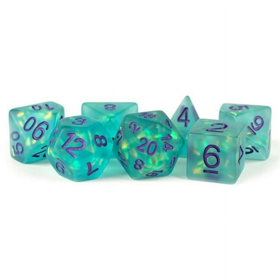 FanRoll/Metallic Dice Games Poly Set Teal w/Purple (7) New