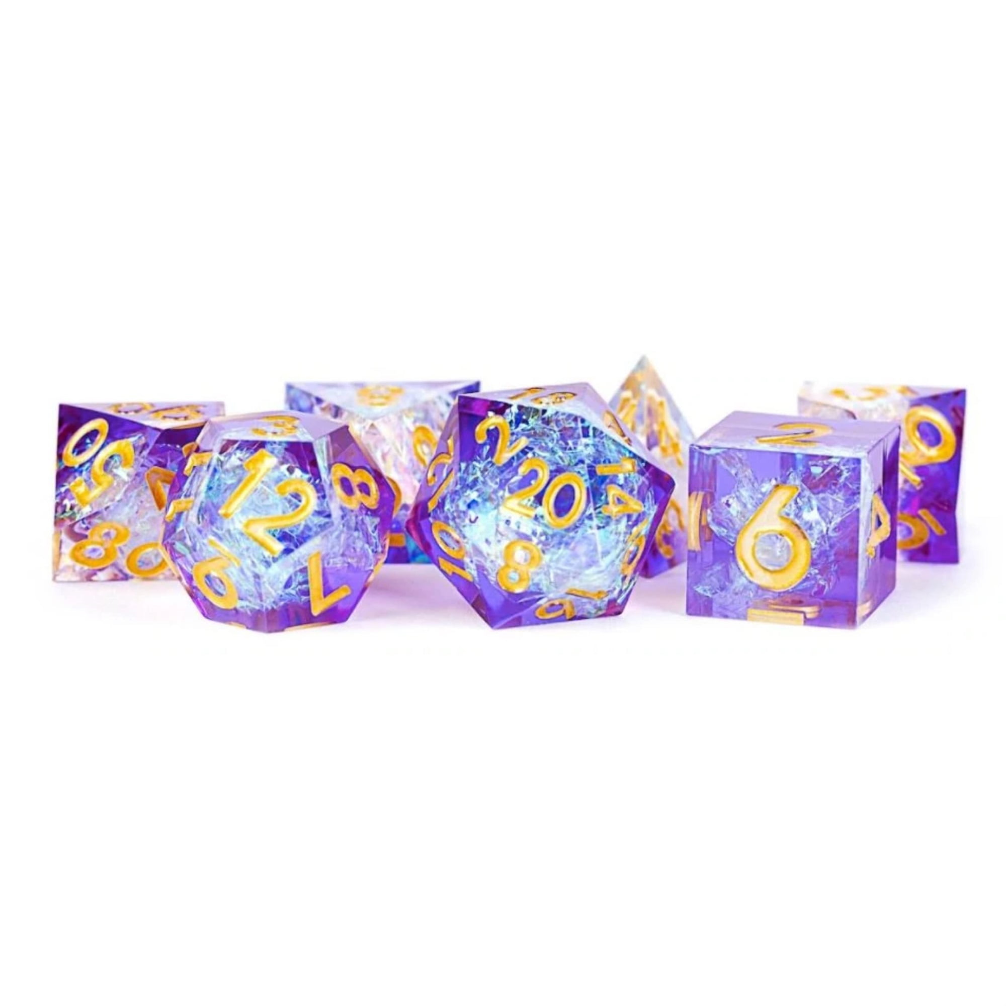 FanRoll by Metallic Dice Games Handcrafted Sharp Edge Resin DND Dice Set: Royal Geode, Role Playing Game Dice for Dungeons and Dragons