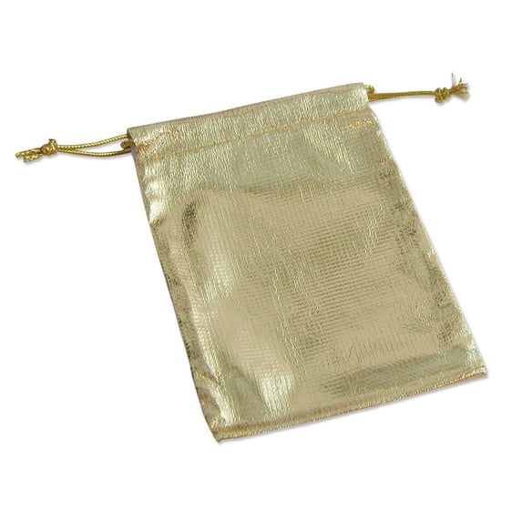 Metallic Drawstring Pouch Medium Gold (Dozen)