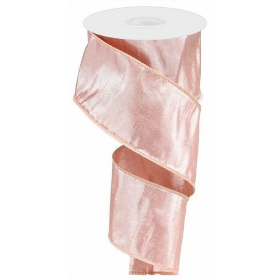 Metallic Dupioni Wired Edge Ribbon, 10 Yards (Peach, Silver, 2.5 Inch)