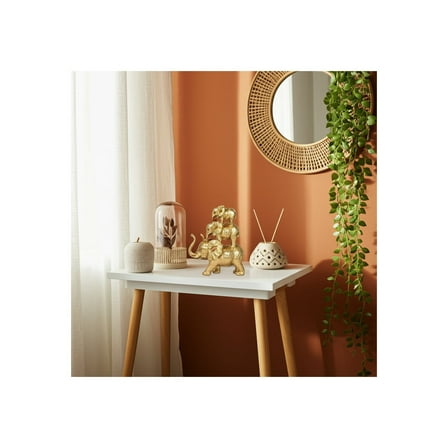 Metallic Elephant Figurine - Decorative Resin Statue for Home, Office, Bedroom & Living Room - Elegant Polyresin Animal Sculpture for Tabletop & Shelf Decor - Boho Elephant Figurine - 10" Gold