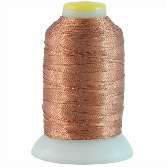Metallic Embroidery Thread | No. L35 - Brass | 500 Meter Cones (550 Yards) | 25 Brilliant Shiny Colors | For Machine Embroidery