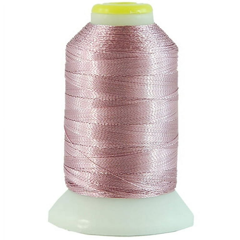 Metallic Embroidery Thread | No. L41 - Med. Pink | 500 Meter Cones (550  Yards) | 25 Brilliant Shiny Colors | For Machine Embroidery