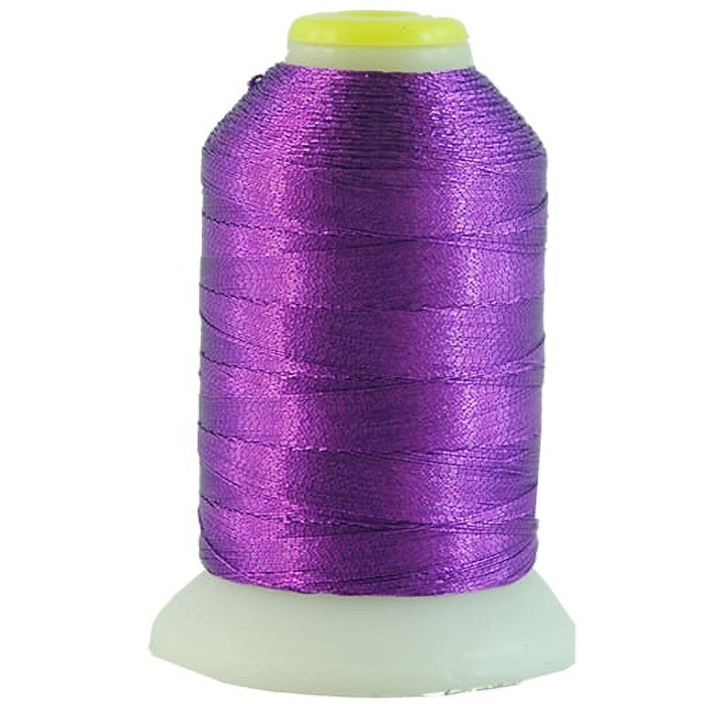 Metallic Embroidery Thread | No. L58 - Purple | 500 Meter Cones (550 Yards)  | 25 Brilliant Shiny Colors | For Machine Embroidery