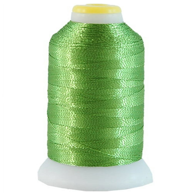 Metallic Embroidery Thread | No. L61 - Light Green | 500 Meter Cones (550  Yards) | 25 Brilliant Shiny Colors | For Machine Embroidery