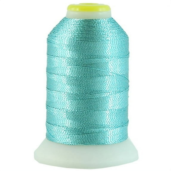 Metallic Embroidery Thread | No. L68 - Light Blue | 500 Meter Cones (550 Yards) | 25 Brilliant Shiny Colors | For Machine Embroidery