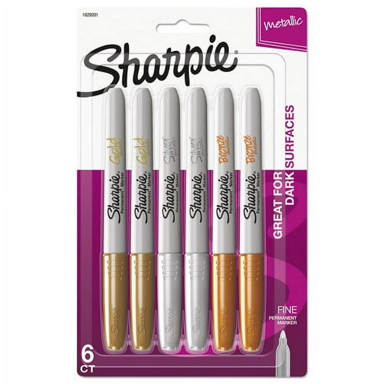 Metallic Fine Point Permanent Markers, Fine Bullet Tip, Gold-Silver-Bronze, 6/Pack Metallic Fine Point Permanent Markers, Fine Bullet Tip, Gold-Silver-Bronze, 6/Pack