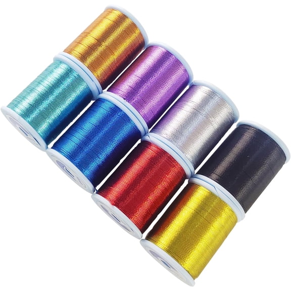 Metallic Fishing Rod Wrapping Thread for Rod Guide Buliding, 8PCS 100Yds/Spool 500D Nylon Threads Fishing Rod Guide Wrapping Line Rod Building Supplies
