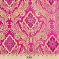 thumbnail image 1 of Metallic Floral Brocade Fabric 60" By Yard in Red Gold White Purple Blue Green (Fuchsia / Gold), 1 of 5