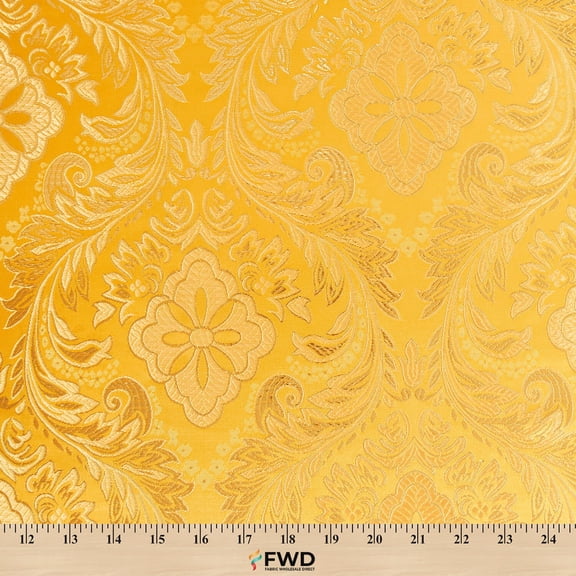 Metallic Floral Brocade Fabric 60" By Yard in Red Gold White Purple Blue Green (Gold / Gold)